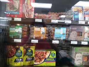 Some of their vegan meats at Earth Origins Market in Port Charlotte