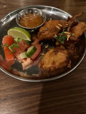 Onion bhajis at Chaat Indian Tapas & Lounge in West Kirby