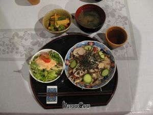 This was the Japanese set menu dinner for 850 Yen. It tasted as good as it looks in the photo! at Sujata in Kyoto