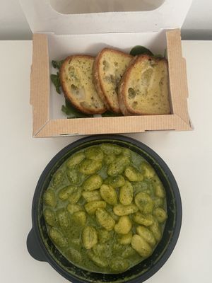 Gnocchi Pesto and Garlic Bread (Made Vegan) at Bennyssimo in Bathgate