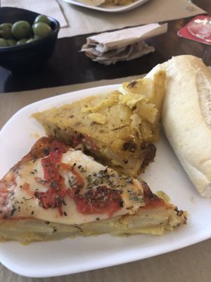 Chorizó tortilla and Napoli tortilla   at Pasiones Bar  in Gijon