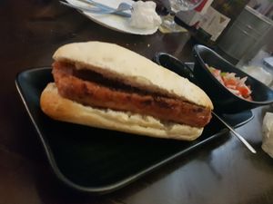Argentinian sausage sandwich at Pasiones Bar  in Gijon