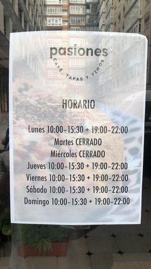 Horario   at Pasiones Bar  in Gijon