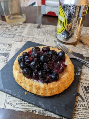 cheesecake with blueberries at Pasiones Bar  in Gijon