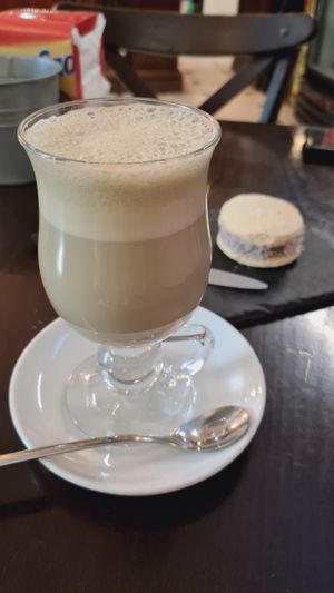 Matcha latte & cake at Pasiones Bar  in Gijon