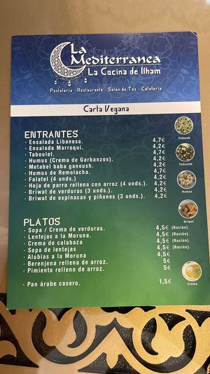 Menu at La Mediterránea in Albacete