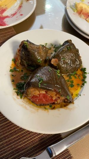 Berenjenas rellenas de arroz at La Mediterránea in Albacete