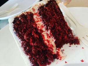 Red velvet cake  at Bread + Roses in Hyannis