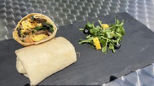 Breakfast burrito   at Bread + Roses in Hyannis