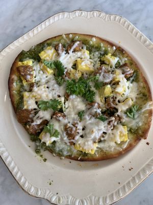 Anthony’s breakfast pizza  at Bread + Roses in Hyannis