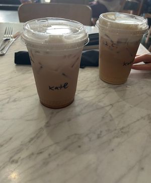 Drink Specials: Chai+Roses (left) Lavender Cloud (right)  at Bread + Roses in Hyannis