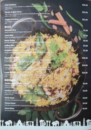 Menu 3 at Pint Size Indian in Point Cook