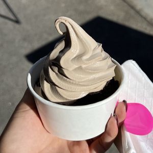 dairy free mint chocolate fro yo with oreos  at Paradise Yogurt in San Diego