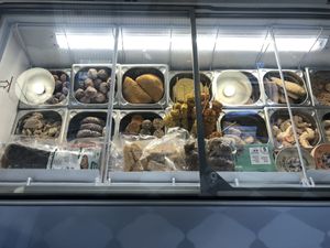 Frozen mock meats  at Vegreat in Valencia