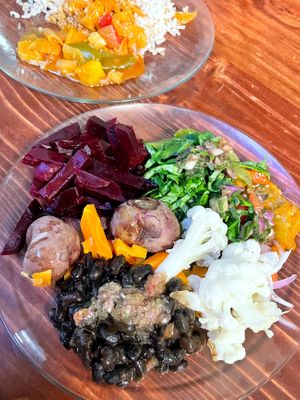 Salad bar plate   at Tulasi in Cochabamba