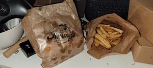 Very small portions of fries, but good. at Jimmy's Street Food in Paris