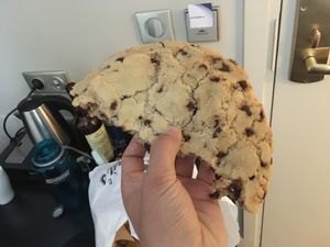 Cookie is huge. This is half of it  at Jimmy's Street Food in Paris