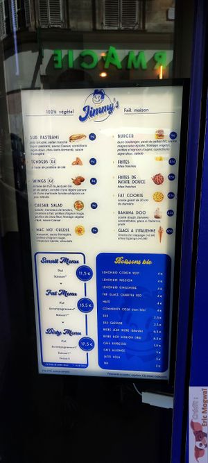 Menu at Jimmy's Street Food in Paris