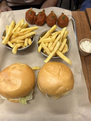 Burgers and fries and the wings  at Jimmy's Street Food in Paris