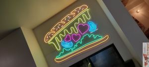 Neon deco at Jimmy's Street Food in Paris