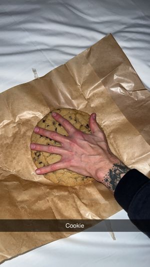 They sell two kind of cookies like this for 4.5€. Chocolate chip and a peanut butter (this is chocolate chip )  at Jimmy's Street Food in Paris