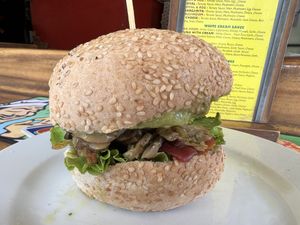 Le végan burger  at Allo Pizza in Moorea