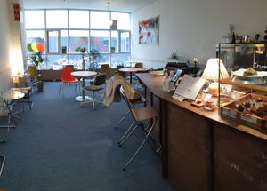 counter and seating at Godny Cafe in Seoul