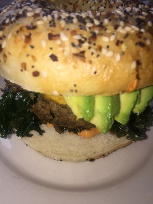 breakfast bagel.  at Dulce Vegan Bakery and Cafe in Atlanta