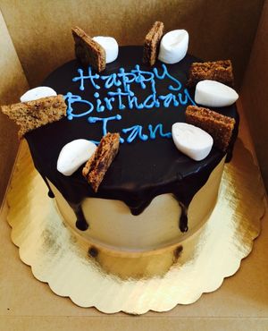 custom b-day cake at Dulce Vegan Bakery and Cafe in Atlanta