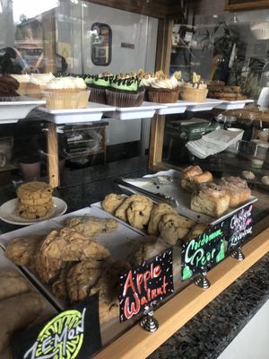  Vegan cupcakes, scones, and cinnamon rolls. at Dulce Vegan Bakery and Cafe in Atlanta