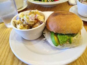 Green Goddess Sandwich with Cuban Potato Salad at Dulce Vegan Bakery and Cafe in Atlanta