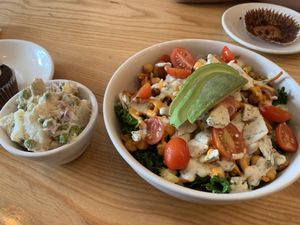 buffalo ranch salad and potato salad at Dulce Vegan Bakery and Cafe in Atlanta