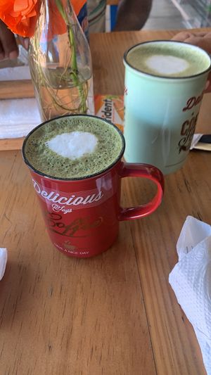 Our matcha lattes 😍 at The Waffle Spot in Puerto Escondido