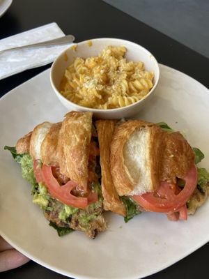 Grilled ch*corn blt croissant with mac’n’cheese   at Veggie Grill - Farmers Market in Los Angeles