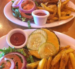 Santa Fe Burger &VG- Cheeseburger at Veggie Grill - Farmers Market in Los Angeles