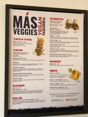 Más Veggies Taqueria Menu at Veggie Grill - Farmers Market in Los Angeles