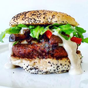 The Luxe Truffle Burger  at Veggie Grill - Farmers Market in Los Angeles