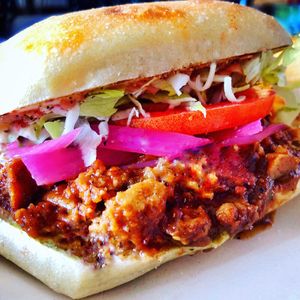 Barbacoa Torta at Veggie Grill - Farmers Market in Los Angeles