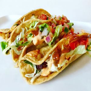 Beyond Crispy Tacos with Beyond Meat at Veggie Grill - Farmers Market in Los Angeles