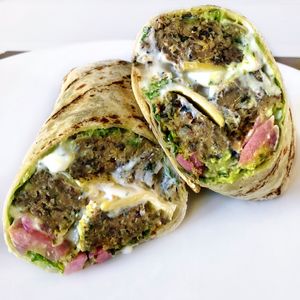 Vegan Quinoa Veggie Burger Wrap at Veggie Grill - Farmers Market in Los Angeles