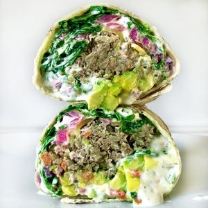 Quinoa Mushroom Burger Wrap at Veggie Grill - Farmers Market in Los Angeles