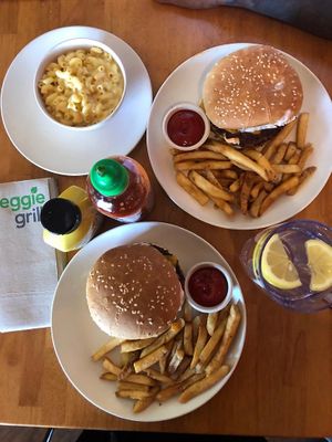 Impossible burger/ mac and cheese  at Veggie Grill - Farmers Market in Los Angeles