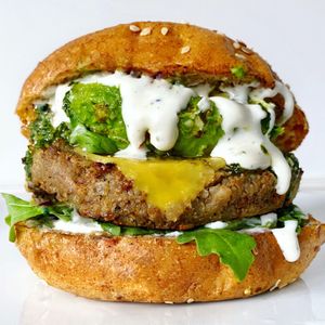 Quinoa Mushroom Avocado Burger at Veggie Grill - Farmers Market in Los Angeles