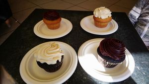 All 4 kinds of vegan cupcakes at Cupcake Station in Birmingham