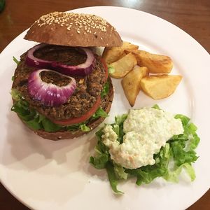 Mushroom burgers  at Chīsù De - Veggie Table in Beijing