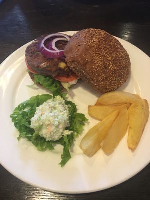 Bean & corn burger at Chīsù De - Veggie Table in Beijing