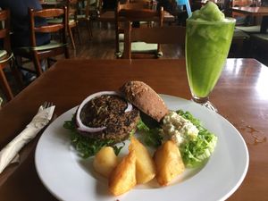 Mushroom burger 😍 at Chīsù De - Veggie Table in Beijing