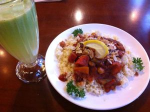 Couscous and green smoothie at Chīsù De - Veggie Table in Beijing