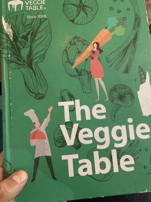 Cool menu in a cocktail table format  at Chīsù De - Veggie Table in Beijing