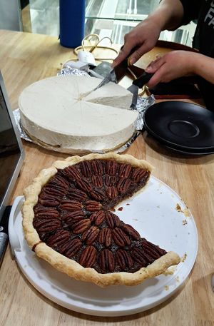 Vegan cheesecake and pie at Vivi's Veggie in Seoul